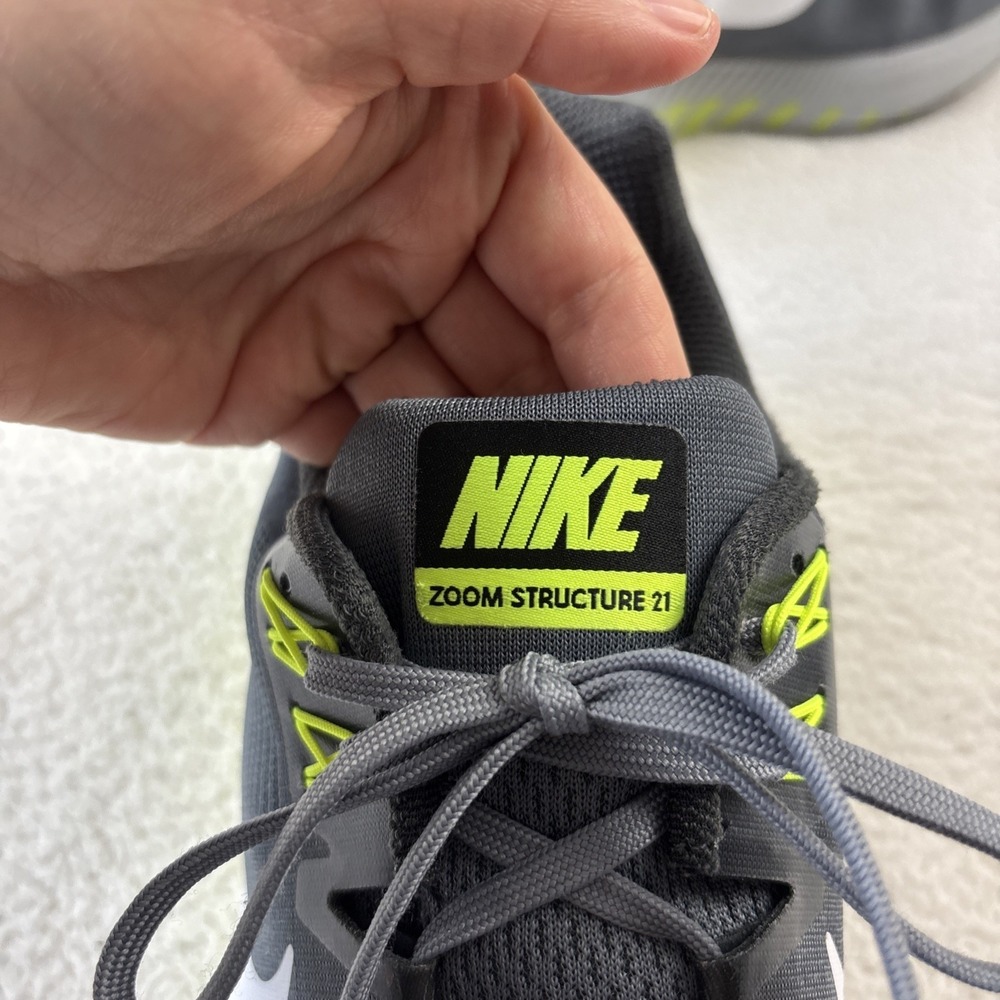 NIKE 'Zoom Structure 21' Mens Running Shoes Size 13 Gray/Volt Athletic Sneakers - Picture 3 of 13